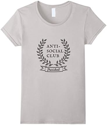 Womens Anti Social Club President T-shirt Large Silver