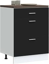 vidaXL Black Kitchen Base Cabinet, 60x46x81.5 cm, Modern Design view 4
