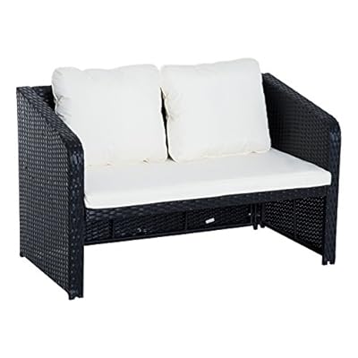 Outsunny 4PC Rattan Sofa Set Garden Outdoor Wicker 2 Seater Armrest