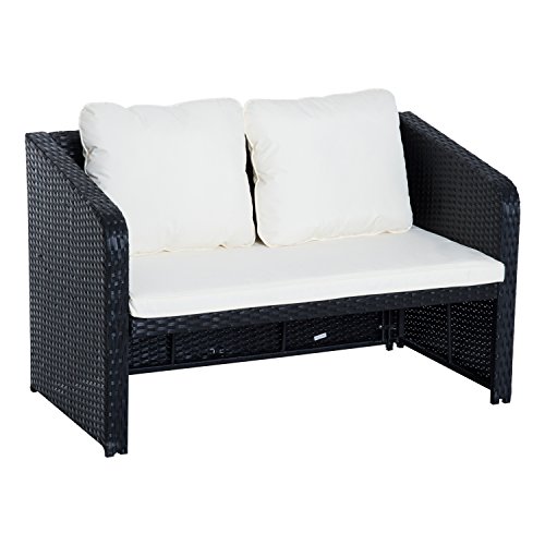 Outsunny 4PC Rattan Sofa Set Garden Outdoor Wicker 2 Seater Armrest