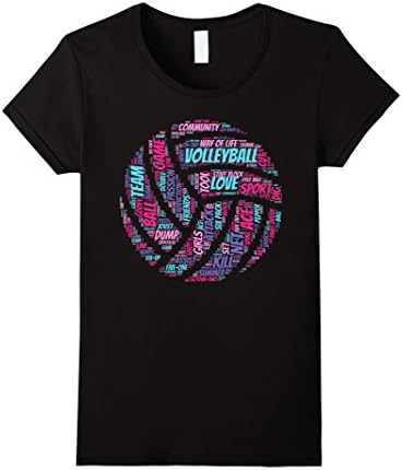Womens Volleyball Shirt: Words Terms Vocabulary Player Gift T-Shirt Small Black