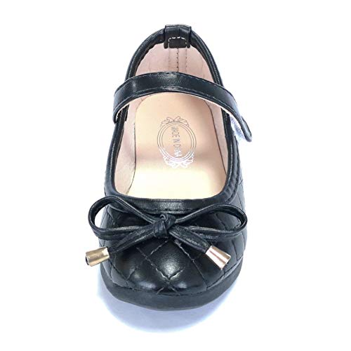 ALPHELIGANCE Girls Ballet Mary Jane Strap School Uniform Dress Flat Shoes (Toddler/Little Kid) Black