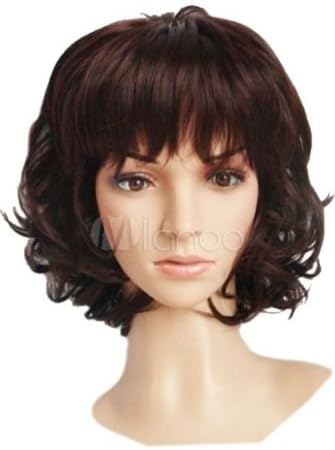 100% Real Hair! Woman's Fashion Dark Brown Curly Short Wig Human Hai