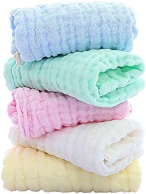 UPPERO 5 Pack Muslin Cotton Baby Washcloth, 11"*11" Resuable Wipes