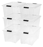 IRIS 53 Quart Stack & Pull Box, 6 Pack, Clear