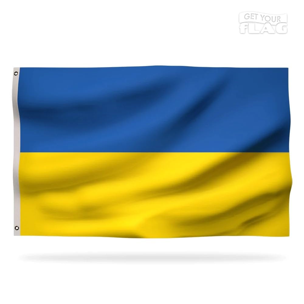 Premium Ukraine Flag 150x90cm - Very Resistant and Excellent Quality Ukrainian flag with 2 metal eyelets - Be proud of your colors ! — image 1