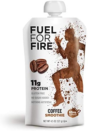 Fuel for Fire Protein Smoothie Pouch - Coffee (24-Pack) | Healthy Snack & Recovery | No Sugar Added, Dietitian Approved | Functional Fruit Smoothies | Gluten Free, 70mg Caffeine (4.5oz pouches)