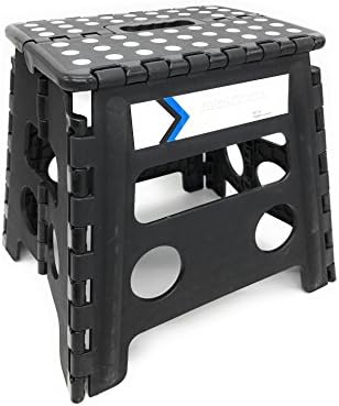 Folding Step Stool 13 Inches Height by Myth with Anti-Slip Surface Great for Kitchen, Bathroom, Bedroom, Kids or Adults Super Strong Holds Up to 330 LBS (Black)