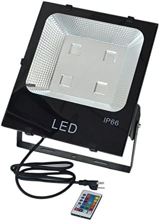 HKBAYI 200W Super Bright RGB Outdoor LED Flood Lights AC85-265V waterproof IP65 Floodlight Spotlight Security Lights Street Lamp with US Plug 2 Years Warranty