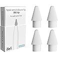 Apple Pencil Pen Tips Protector - Silicone Pencil Nib Covers for iPad, Apple Pencil 2nd Generation, 1st Gen, Pro and USB-C by IFELI(Low-Friction White, 4pcs)