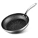 Skillets Nonstick Frying Pans, 11 inch Omelette Pan 430 Stainless Steel Deep Chef's Sauté Opening Skillet, Induction Wok Bottom Kitchen Cookware Dishwasher Safe Oven Safe/Gift Box Included