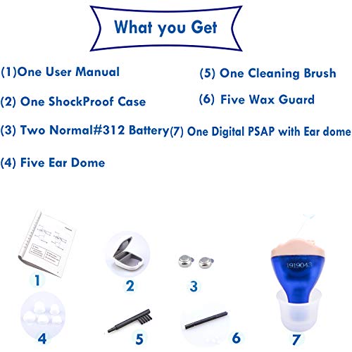 LAIWEN Digital Hearing Amplifier Aid 8 Channels Mini Sound Amplifier with Background Noise Reduction for Adults and Seniors, Fit to Right and Left Ear (Blue) - Thumbnail 5