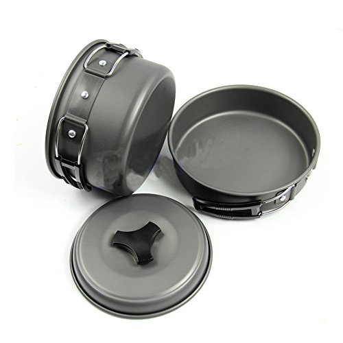 HOT 8Pcs/ Set Portable Outdoor Cooking Camping Hiking Cookware Picnic Bowl Pot Pan