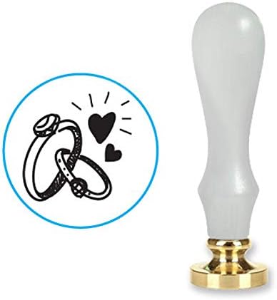 Wedding Wax Seal Stamp - Little Hearts/Heart Ring White Handle 3/4" Die #D870