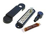 Bay Marine Supply Busbar - 12-Point Power Distribution Block (240A Rating) - #8 Terminal Screws & 1/4" Stud - Black Bus Bar (with Complimentary Electrical Grease)