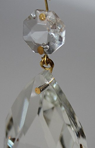 Adecco LLC 10Pcs Clear Crystal Teardrop Chandelier Prism Pendants Shiny Glass Crystals Beads for Light Lamp, Jewelry Making.