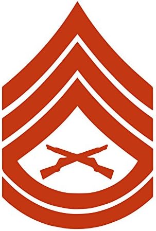 United States Marine Corps (USMC) Chevron Rank Insignia E-7 Gunnery Sergeant GySgt Decal for YETI 30 oz Rambler Tumbler Cup (DECAL ONLY) Glossy Permanent Vinyl, Red, W 2.3" H 3.5"