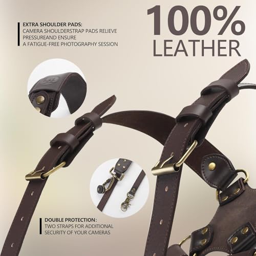 4J LEDR Photo Camera Strap, Professional Photographic Camera Strap for Photographic Camera, Multiple Camera Equipment for Dslr/Slr Strap, Small, Brown