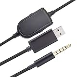A10 Headphone Audio Cable 3.5mm to USB Replacement Virtual Surround Sound 7.1 Wire Inline Mute Volume Control Nylon Braided Cord for Astro A10 A40 A30 A50 Gaming Headsets Logitech G933 Xbox One PS4 PC