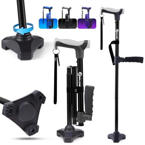 Adjustable Walking Cane for Women & Men for Stability, Self Standing Cane with Second Handle for Standing, Foldable Collapsible Folding Cane, Walking Sticks for Seniors & Adult