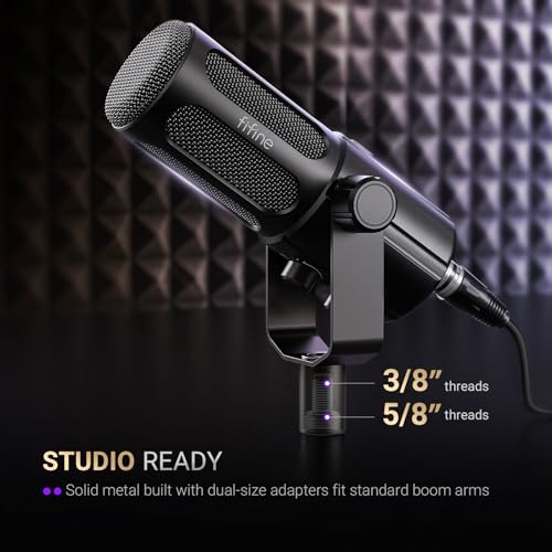 FIFINE USB/XLR Dynamic Microphone for Vocal, Podcasts, Streaming, Recording, Broadcasting, Studio Microphone with Mute Button, Headphone Jack for PC/XLR Mixer -TANK6