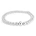 Simple Graduated Round 925 Sterling Silver Ball Bead Strand Necklace For Women 16 18 Inch