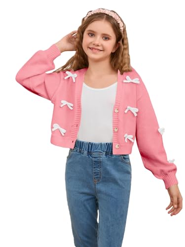 MakeMeChic Girl's Cropped Cardigan Sweater