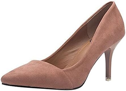 Ladies Women Suede Court Shoes - Low Mid High Heel Wide Fit Slip On Pointed Toe Smart Party Office Work Stiletto Shoes Pumps Size
