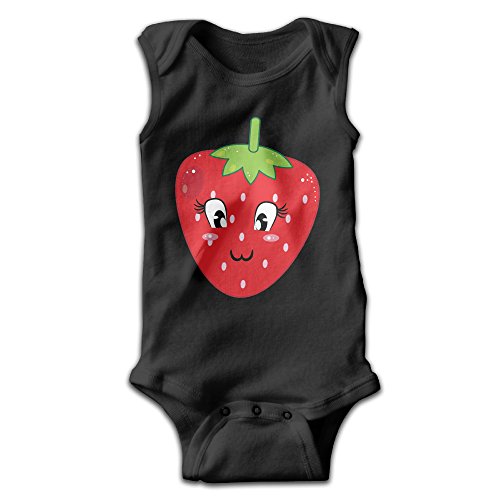EVPOPC LVMI Cute Cartoon Strawberry Unisex Baby Sleeveless Bodysuits One Pieces Summer Romper Black
