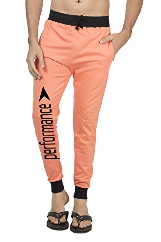 Clifton Mens FRL Printed coloured Slimfit Trackpant-Deep Orange-Blk Performance