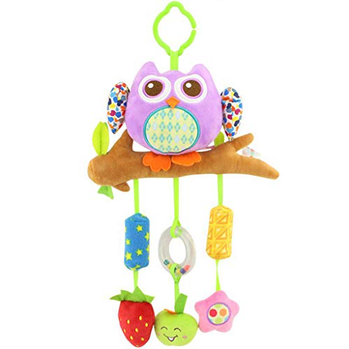 BPA Free 1-3T Kids Educational Development Handbells Rattles Toys for Baby Bedding Crib Stroller - Adorable Elephant Owl Fish Hanging Bells - Gift Ideas Christmas Birthday
