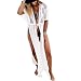 Jeasona Women's Chiffon Lace Kimono Maxi Bikini Swimsuit Bathing Suit Cover Up (White)