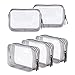 5 Pack Clear Plastic Zippered Toiletry Carry Pouch TSA Approved Toiletry Bag Portable Cosmetic Makeup Bag for Vacation, Bathroom and Organizing (Black, Small)