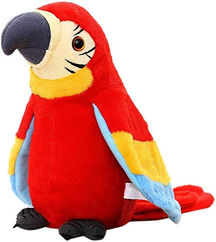 IPENNY Funny Talking Parrot Repeat What You Say Shake Wings Plush Stuffed Animal Electronic Record Interactive Animated Bird Repeat Speaking Parrot Bird Toys Creative for Children Kids