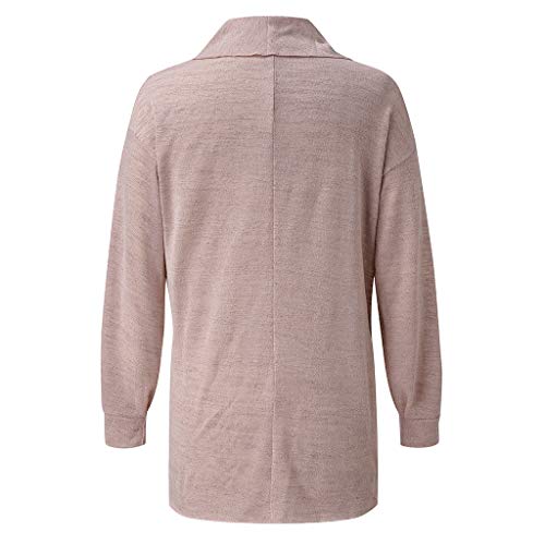 ANJUNIE Women Cardigans Long Sleeve Solid Color Kimono Outerwear Midi Length Open Front Jacket(Pink,L)