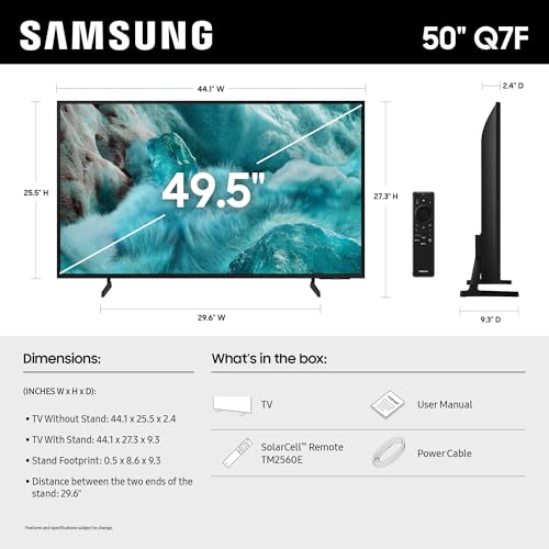 Samsung 50-Inch Class QLED Q7F Series Samsung Vision AI Smart TV (2025 Model, 50Q7F) Quantum HDR, Object Tracking Sound Lite, Q4 AI Gen1 Processor, 4K upscaling, Gaming Hub, Alexa Built-in