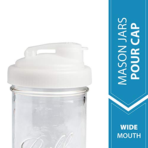 reCAP Mason Jars Lid POUR Cap, Wide Mouth, Natural - BPA-Free, American Made Ball Mason Jar Lids for Preparing, Serving and Storage, Spill Proof and Made with Safe, No-Break Materials