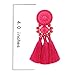 Boderier Bohemian Statement Thread Tassel Chandelier Drop Dangle Earrings with Cassandra Button Stud (Watermelon Red)