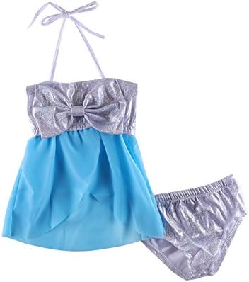 HBER 1-6Y Toddler Baby Little Girls Swimwear Two-Piece Bikini Sets Ruffles Halter Tops + Bottom Beach Swimsuits with Headband