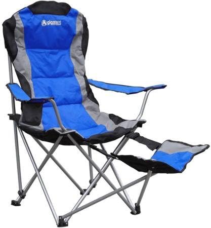 Camping Chair Features Adjustable Footrest, Padded Seats, Waterproof Fabrics, Cup Holder and Storage Bag, Blue