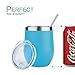 Polarduck Wine Tumbler Cup Coffee Mug: 12oz Travel Insulated Tumbler with Lid & Straw, Stainless Steel Vacuum Double Wall-Gift for Women, Men, Mom, Dad, Friend (Blue)
