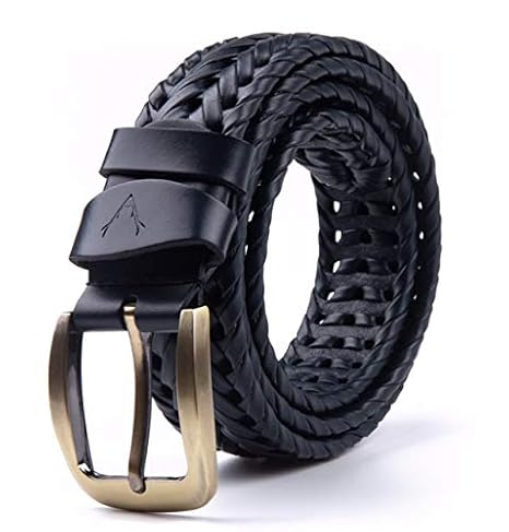 black braided leather belt