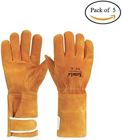Kamelo 919 Extreme Heat Resistnat &amp; Wear Resistant Welding Gloves, Suitable For Mig, Tig, Welders, BBQ, Gardening, Camping, Stove, Fireplace and More, (10 x 13.4)Inch (Pack of 5)