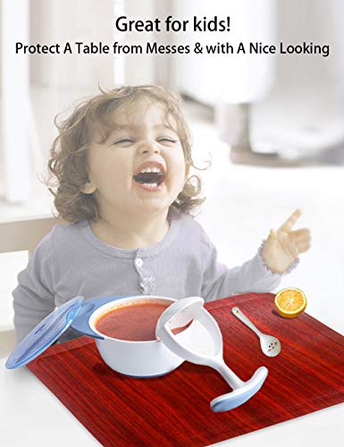 Alpiriral Dining Table Place Mats Set of 4 Heat Resistant Place Mats Easy to Wipe Off Scrub & Non Skid Vinyl Place Mats Washable Table Mats Protect The Table from Messes & with A Nice Looking in RED - Thumbnail 5