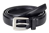 Sportoli Men’s Genuine Leather Classic Stitched Uniform Dress Belt - Black Brown