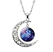 Hosaire Pendant Necklace Chain Star Moon Long Necklace for Women Lady Jewelry