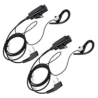 HYS Radio Earpieces G Shape Soft Ear Hook Earpiece Headset with Push to Talk and Microphone for Kenwood Radio Baofeng UV-5R Retevis H-777 RT21 RT22 Two Pin 2 Way Radio (2 Pack)