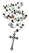 Catholic Rosary Multi Color Beads Necklace with Holy Soil Medal & Metal Cross