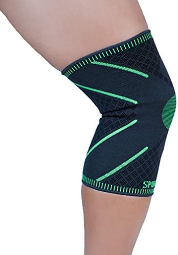 SPORTSOUL 3D Design Anti Slip Compression Knee Support for Sports, Running and Gymming (1 Piece) - Size: Large, Colour: Lime & Dark Grey