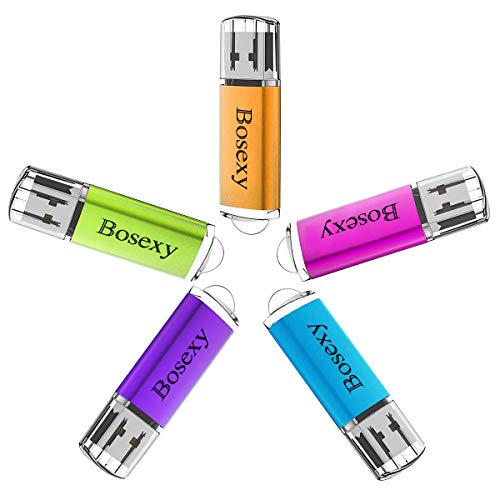 USB Flash Drive 32GB Pendrive 5PCS, Bosexy Capped Blank Memory Stick Multicolour